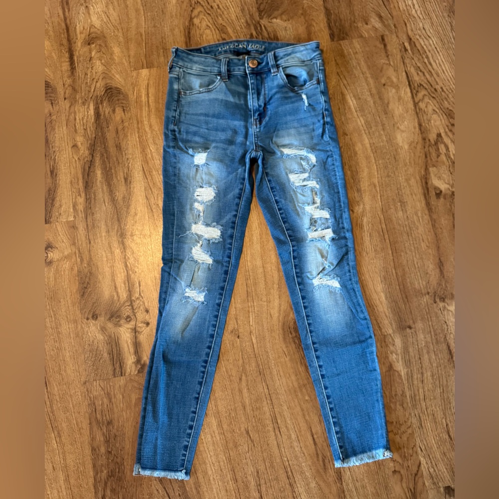American Eagle Outfitters Blue Distressed Jeans